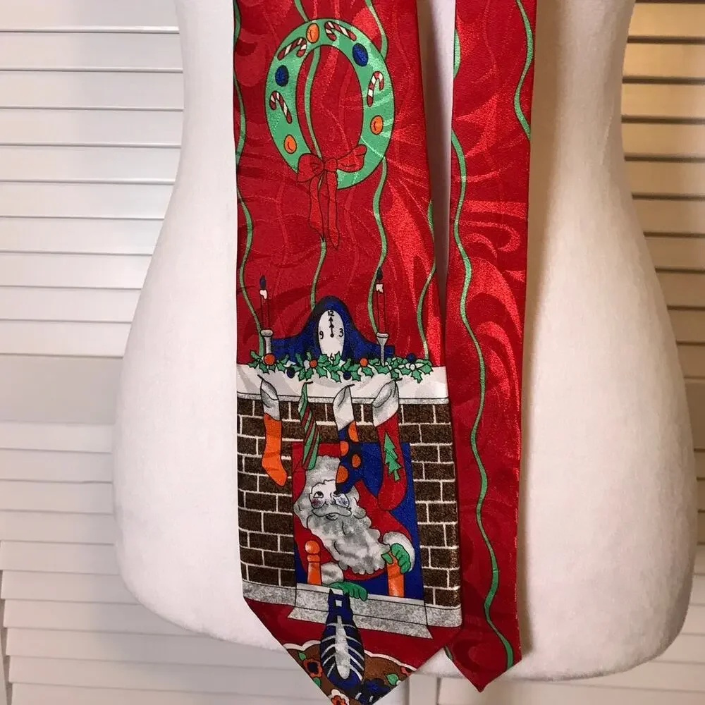 Renaissance Santa Claus Christmas Short Wide Mens Necktie